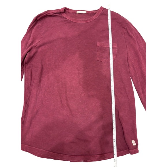 Marine Layer Mens Long Sleeve Pocket Tee Burgundy Maroon Cotton Shirt Size M $78 - Picture 7 of 9